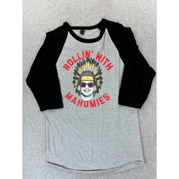 Tultex Other - Kansas‎ City Chiefs ROLLIN WITH MAHOMIES Raglan Football Shirt (Men's Medium)